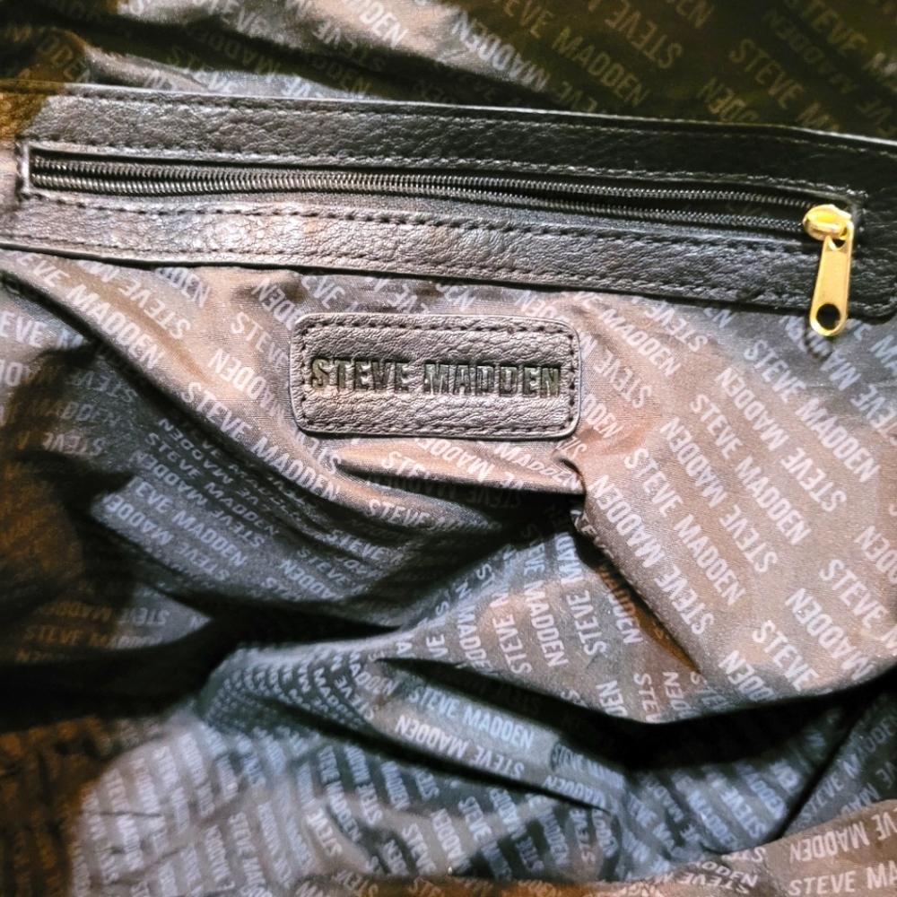 Steve Madden Large Black Leather Tote With Tassels - Picture 11 of 12